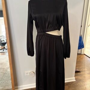 The Drop Elegant Black Satin Women's Dress